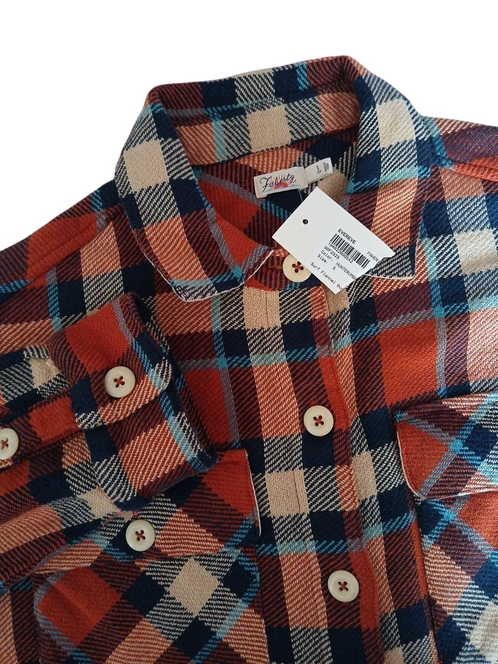 Faherty Surf Flannel Overshirt Jacket In Hunter Umber Plaid NWT Women Large